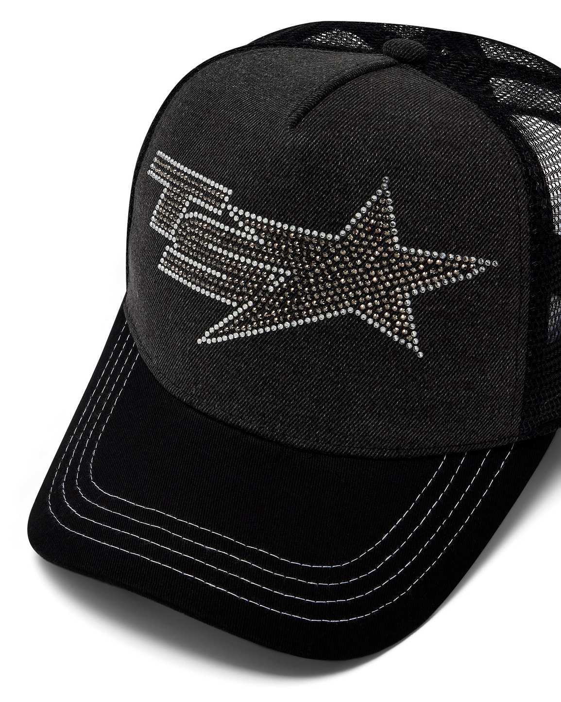 Trapstar TS Star Diamante Trucker Washed Black | TS-65062