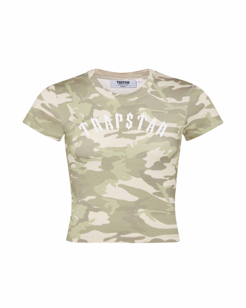 Trapstar Womens Desert Camo Irongate Baby Tee Pink | TS-65128