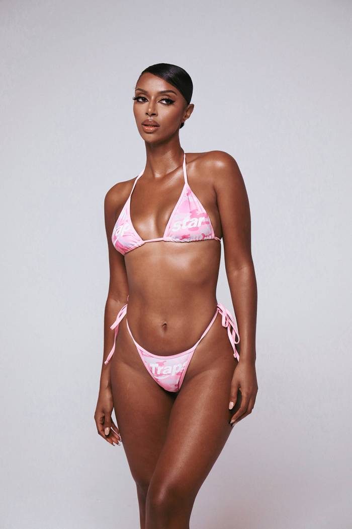 Trapstar Womens Hyperdrive Bikini Tie Side Bottoms Pink | TS-65093