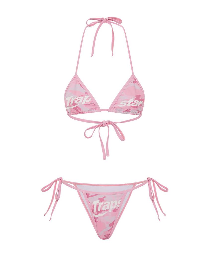 Trapstar Womens Hyperdrive Bikini Tie Side Bottoms Pink | TS-65093