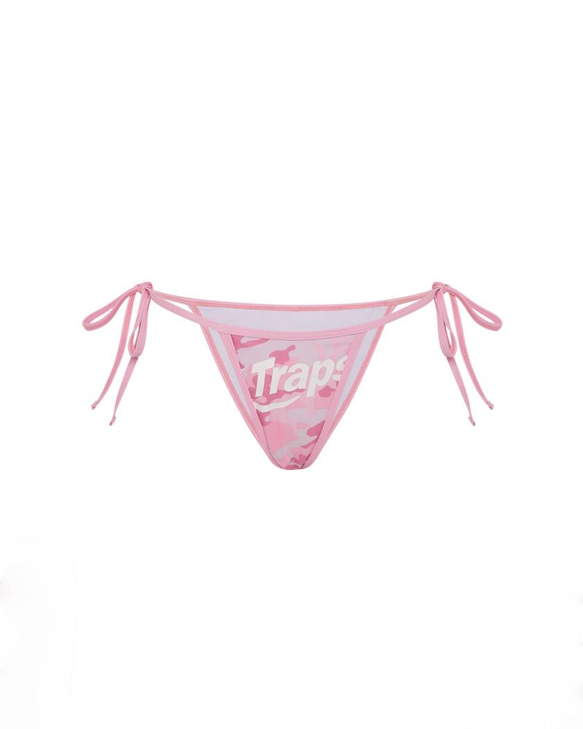 Trapstar Womens Hyperdrive Bikini Tie Side Bottoms Pink | TS-65093