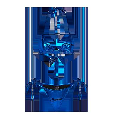 Trapstar Womens Hyperdrive Metallic Bikini Tie Side Bottoms Blue | TS-65084