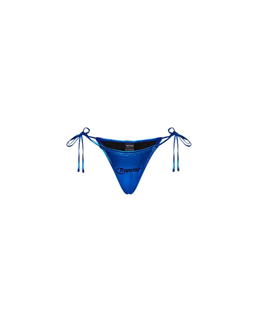 Trapstar Womens Hyperdrive Metallic Bikini Tie Side Bottoms Blue | TS-65084
