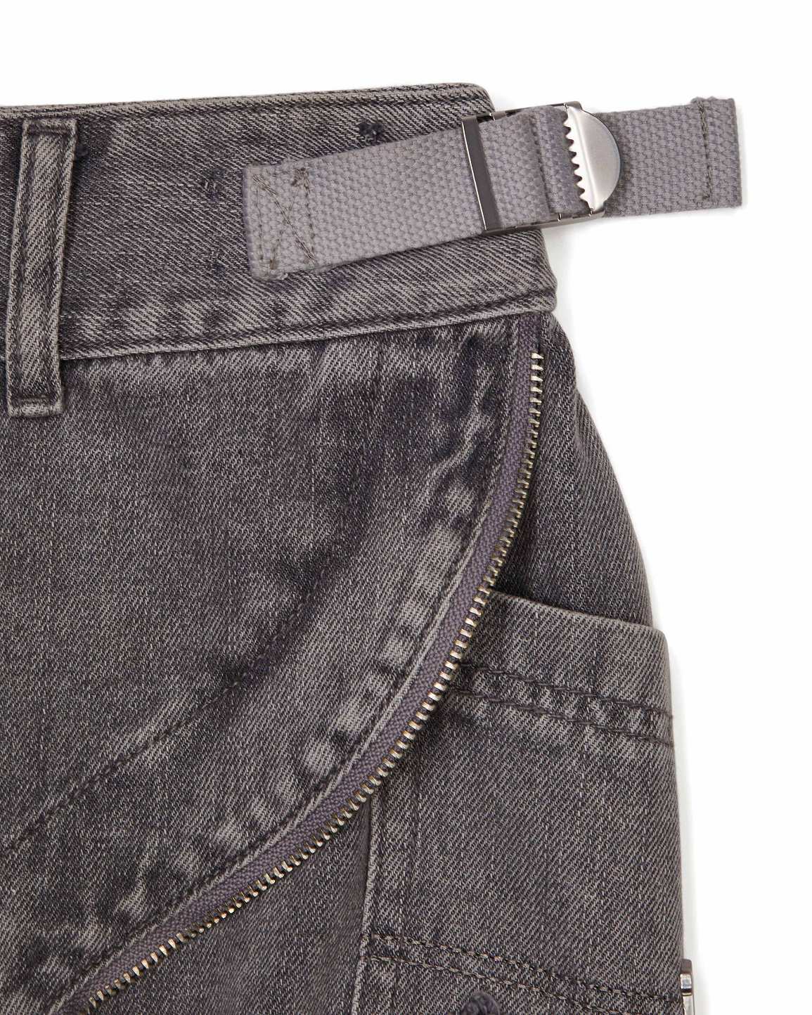 Trapstar Womens Irongate T Denim Zip Detail Mini Skirt Grey | TS-65102