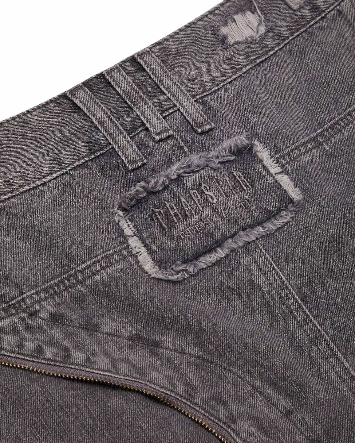 Trapstar Womens Irongate T Denim Zip Detail Mini Skirt Grey | TS-65102