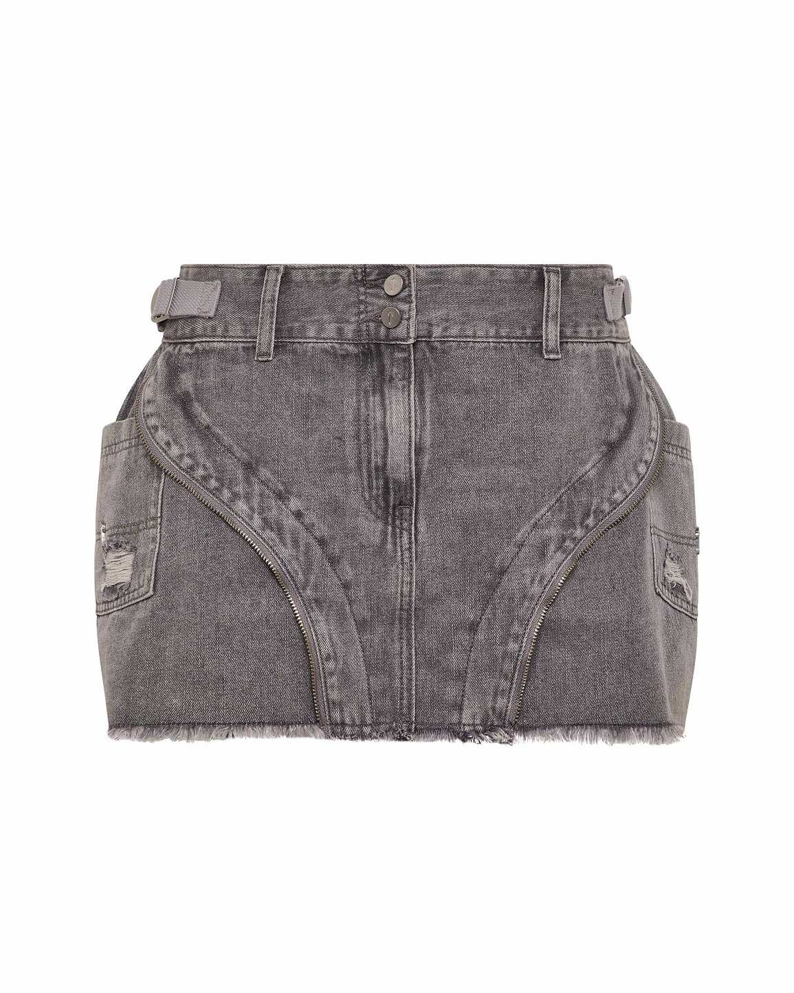 Trapstar Womens Irongate T Denim Zip Detail Mini Skirt Grey | TS-65102