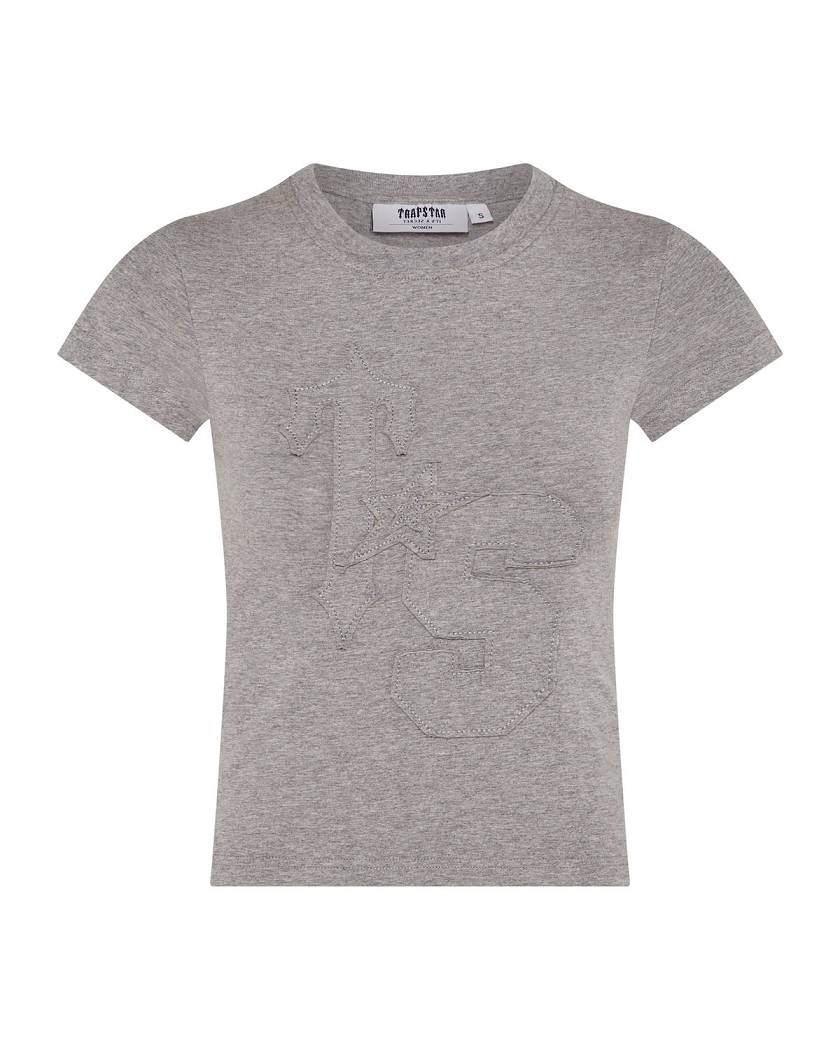 Trapstar Women’s TS-Star Applique Baby Tee Grey | TS-65130