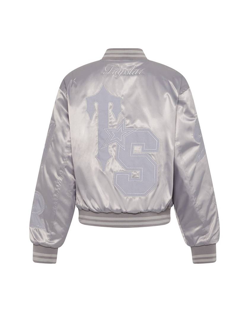 Trapstar Women’s Wildcard Stadium Jacket Silver | TS-65164