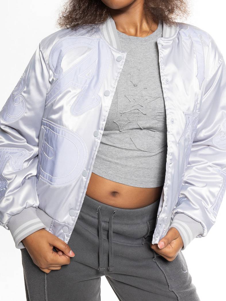Trapstar Women’s Wildcard Stadium Jacket Silver | TS-65164