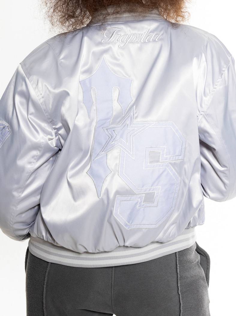 Trapstar Women’s Wildcard Stadium Jacket Silver | TS-65164