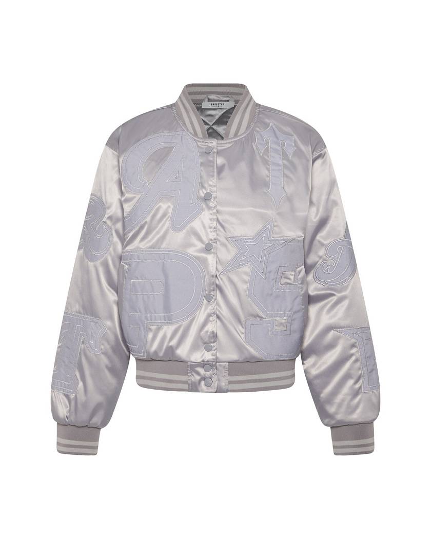 Trapstar Women’s Wildcard Stadium Jacket Silver | TS-65164