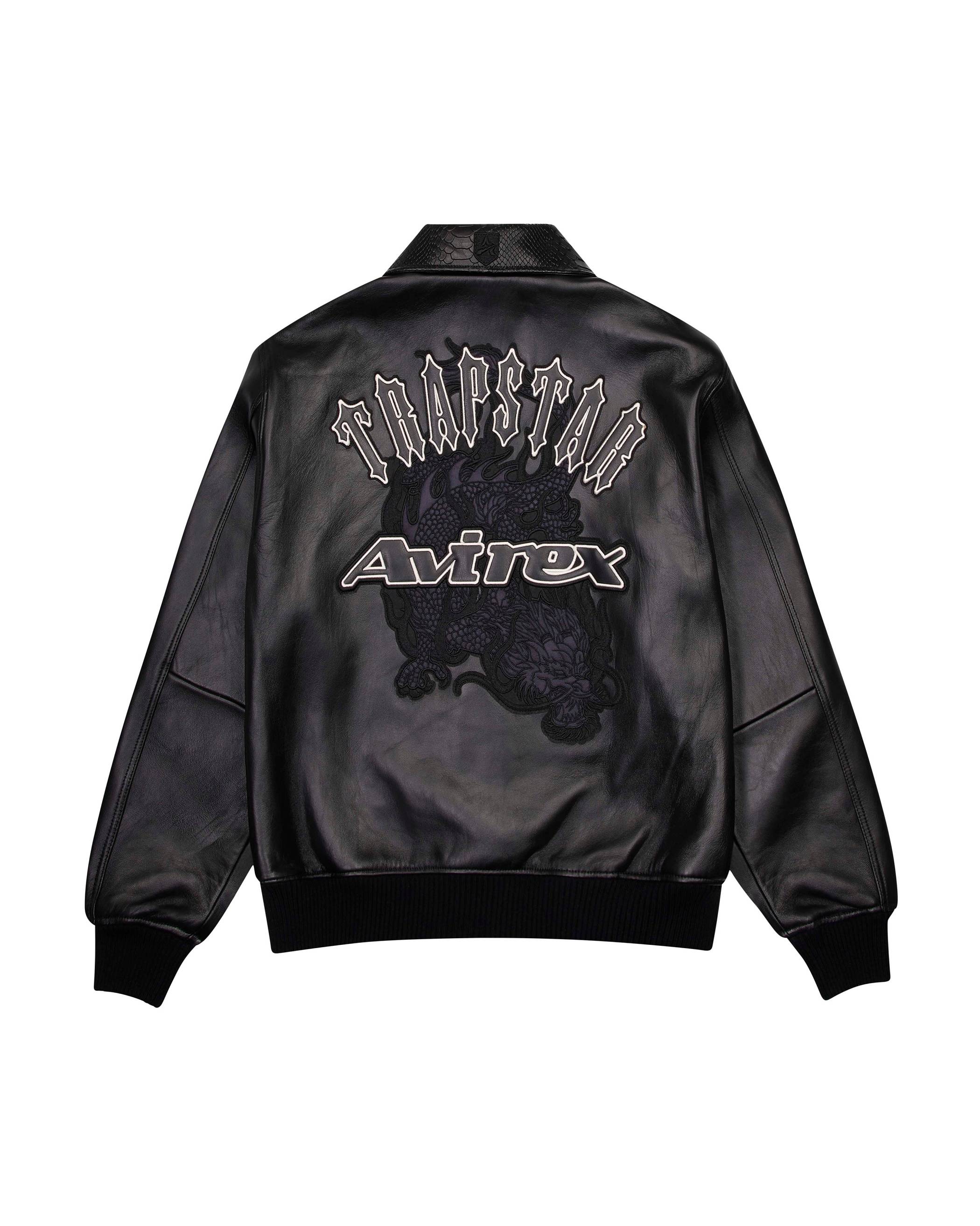 Trapstar x Avirex Leather Jacket Black | TS-65429