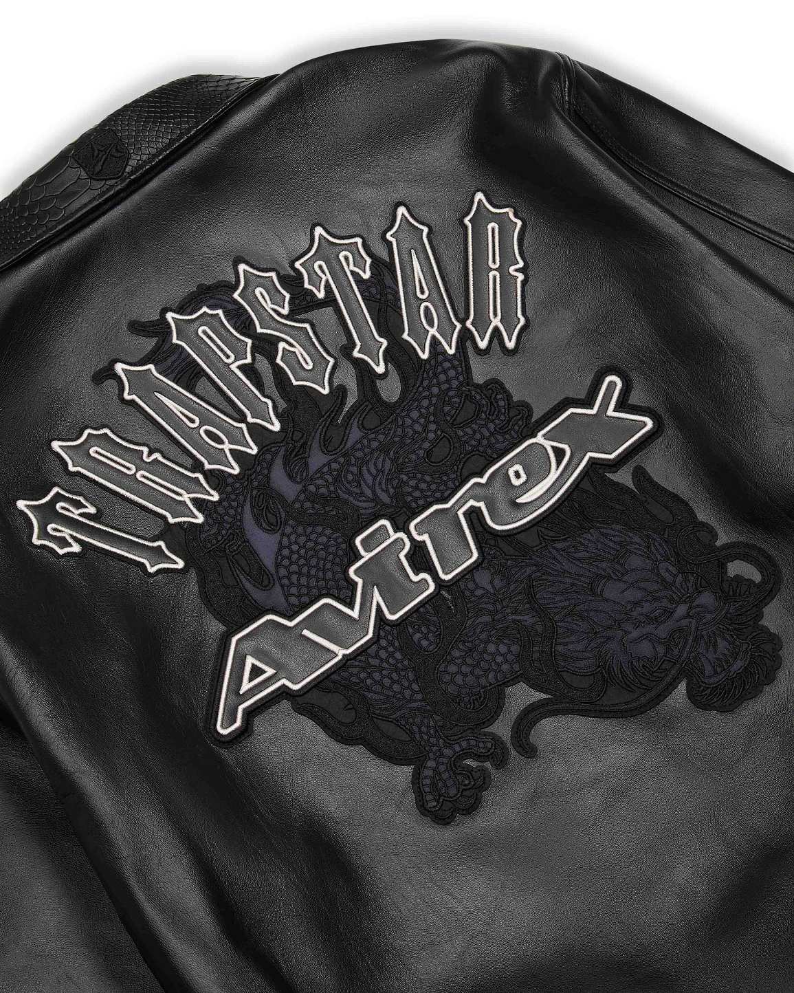 Trapstar x Avirex Leather Jacket Black | TS-65429