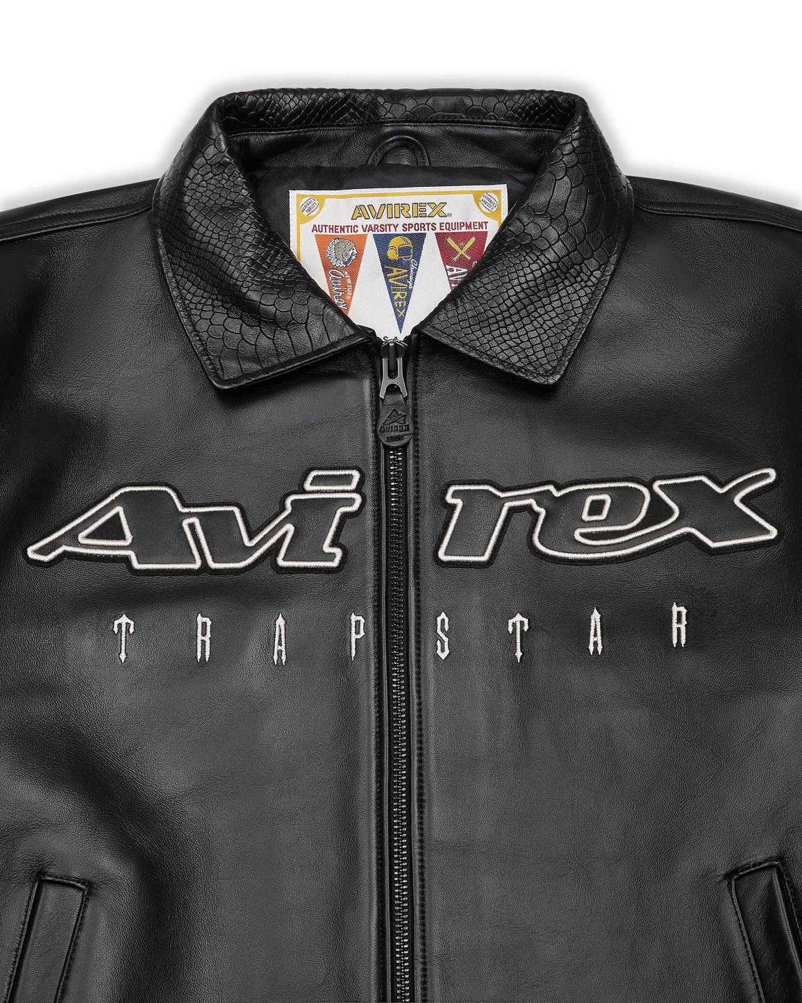 Trapstar x Avirex Leather Jacket Black | TS-65429