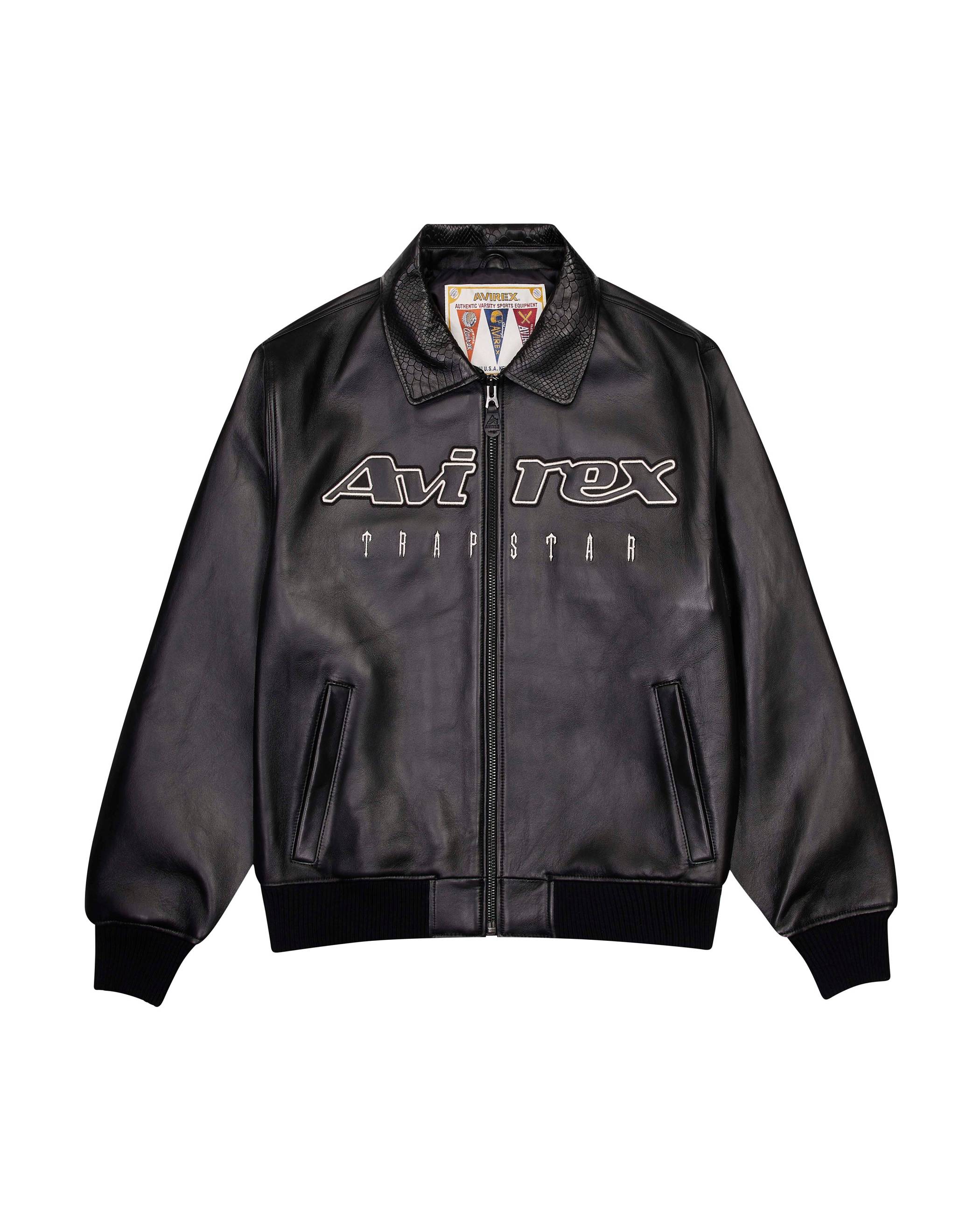 Trapstar x Avirex Leather Jacket Black | TS-65429