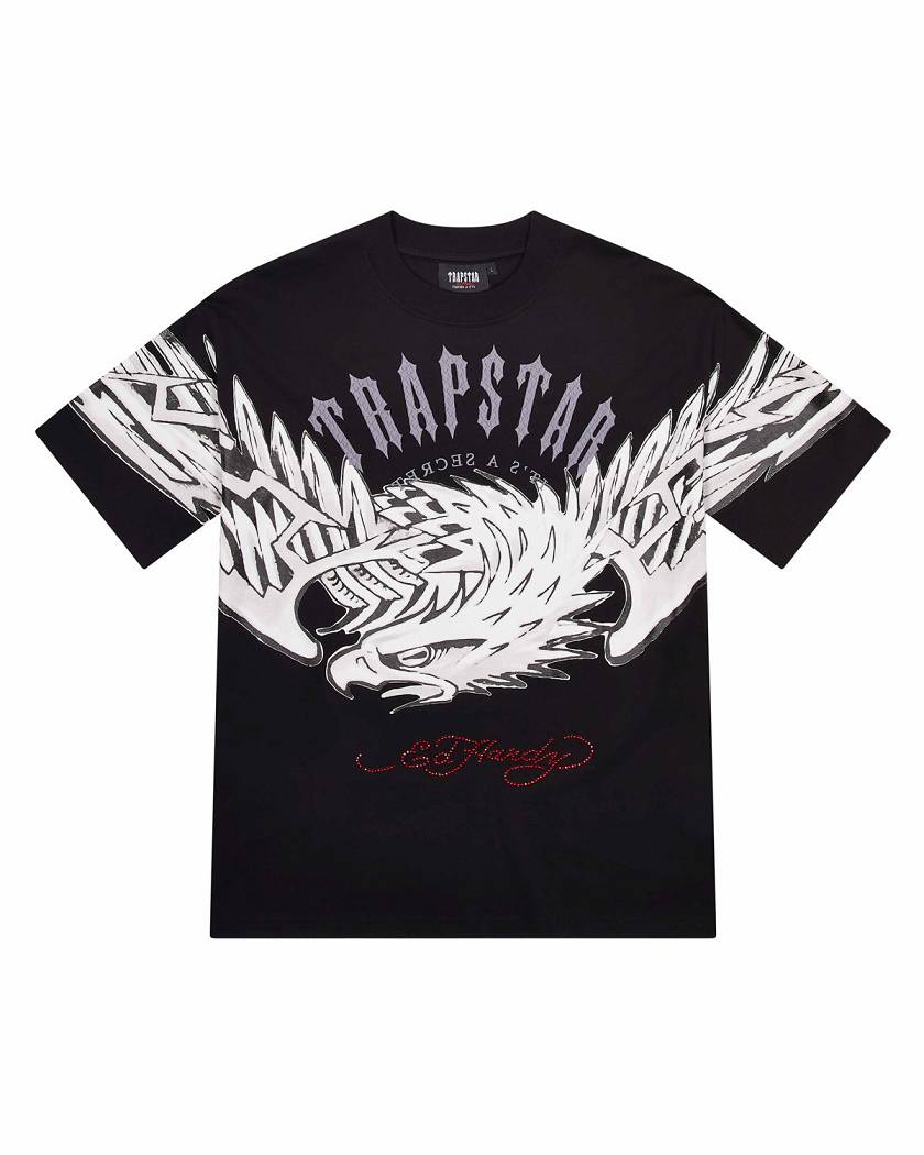 Trapstar x Ed Hardy Arched Eagle Tee Black | TS-65213