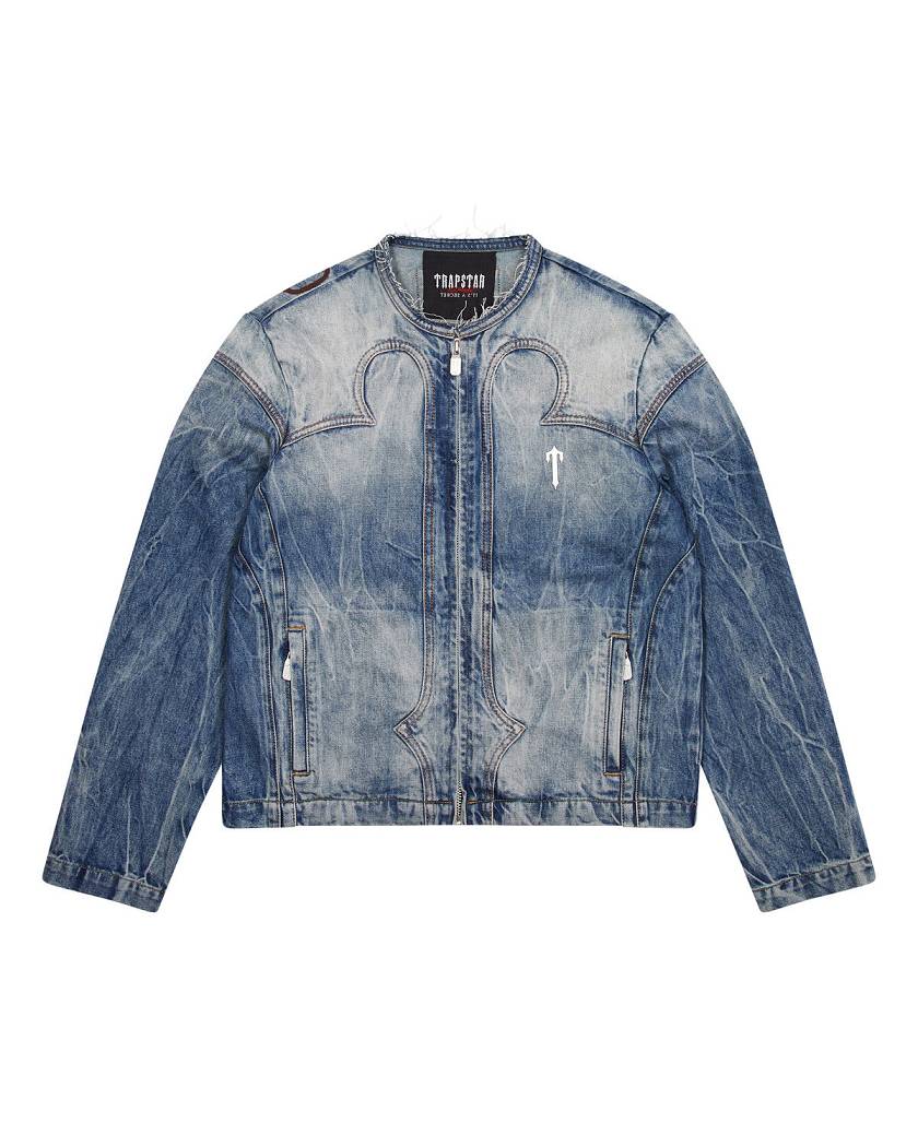 Trapstar x Ed Hardy Denim Jacket Blue | TS-65458