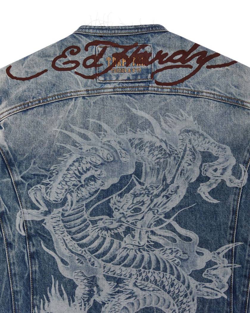 Trapstar x Ed Hardy Denim Jacket Blue | TS-65458