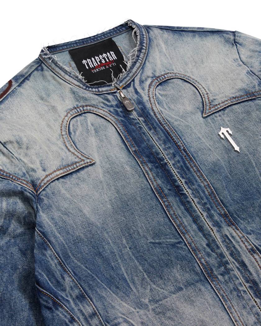 Trapstar x Ed Hardy Denim Jacket Blue | TS-65458