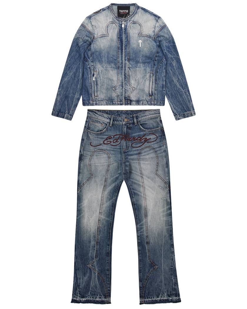 Trapstar x Ed Hardy Denim Jeans Blue | TS-65318