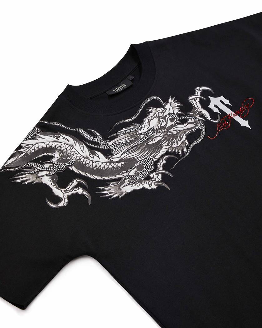 Trapstar x Ed Hardy Dragon Tee with Diamanté Black | TS-65231