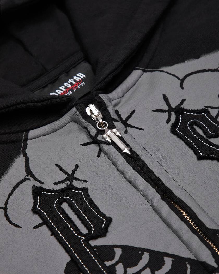 Trapstar x Ed Hardy Irongate Zip Through Hoodie Black | TS-65407