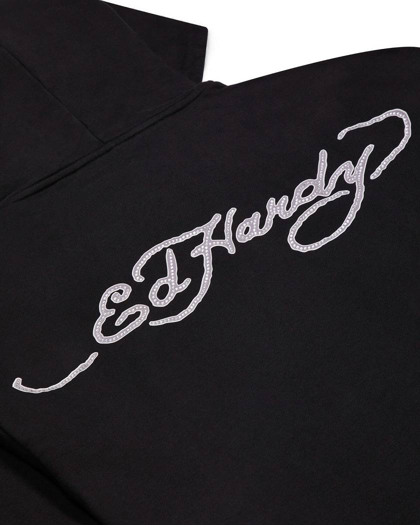 Trapstar x Ed Hardy Irongate Zip Through Hoodie Black | TS-65407