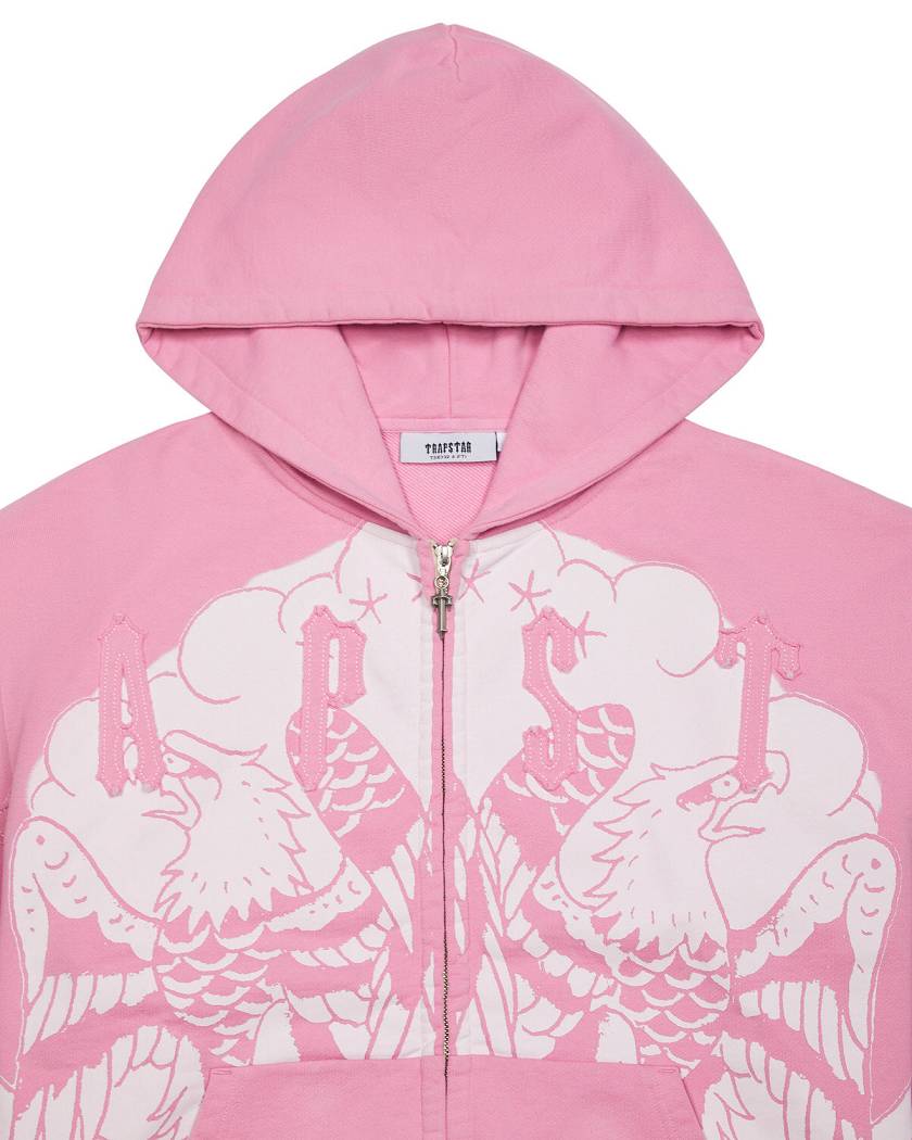 Trapstar x Ed Hardy Irongate Zip Through Hoodie Pink | TS-65367