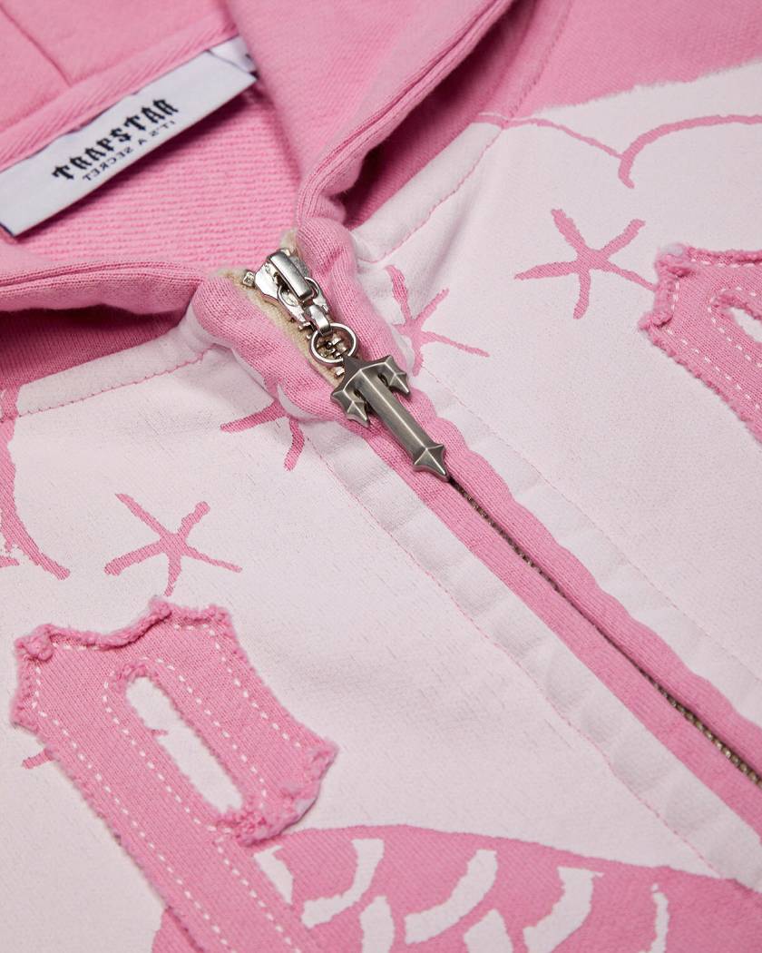 Trapstar x Ed Hardy Irongate Zip Through Hoodie Pink | TS-65367
