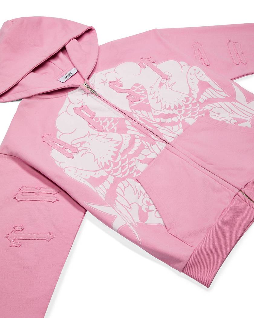Trapstar x Ed Hardy Irongate Zip Through Hoodie Pink | TS-65367