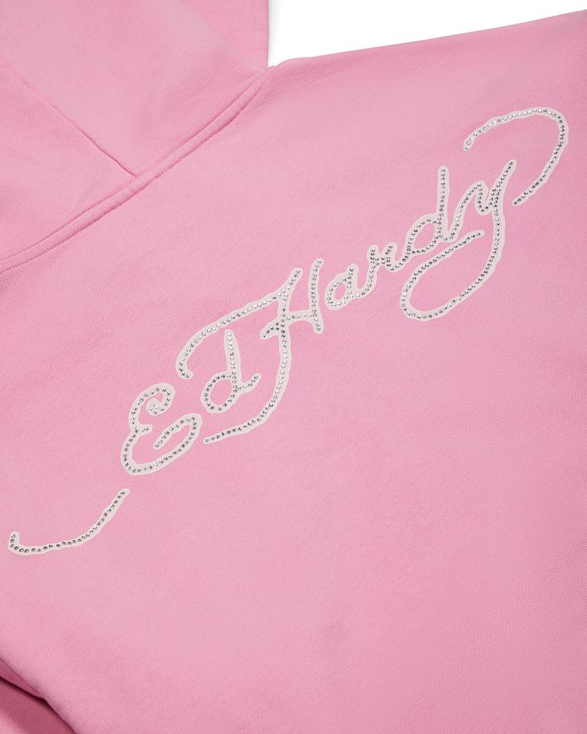 Trapstar x Ed Hardy Irongate Zip Through Hoodie Pink | TS-65367
