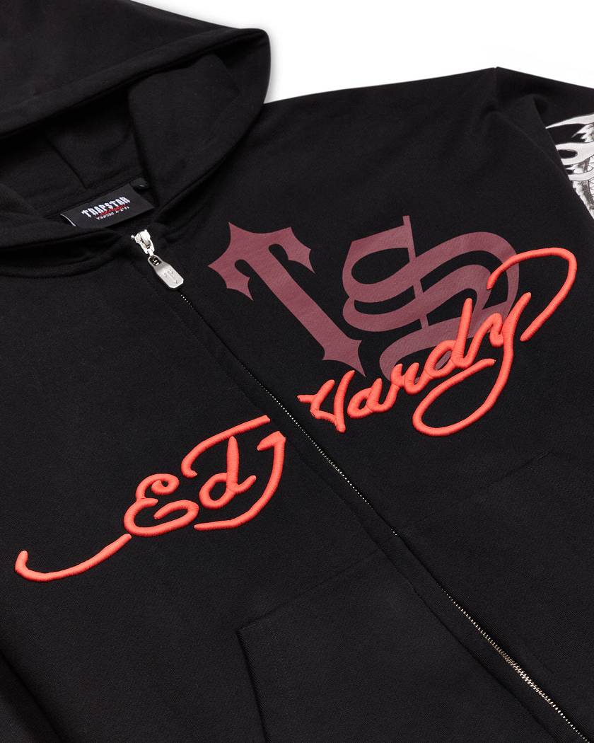 Trapstar x Ed Hardy Script Hoodie Black | TS-65404