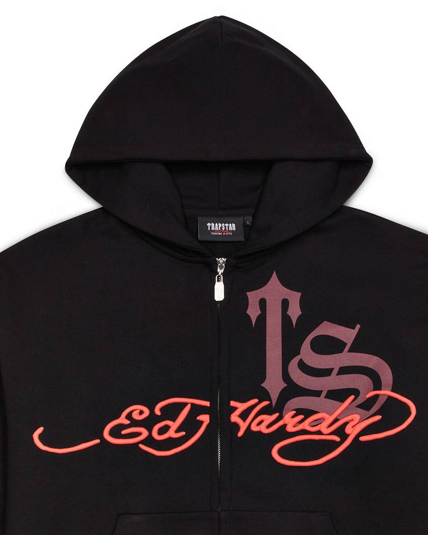Trapstar x Ed Hardy Script Hoodie Black | TS-65364